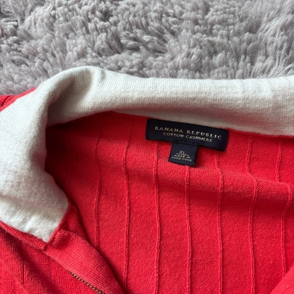 ⭐️⭐️⭐️Men’s Banana Republic cashmere cotton blend quarter zip sweater size XL